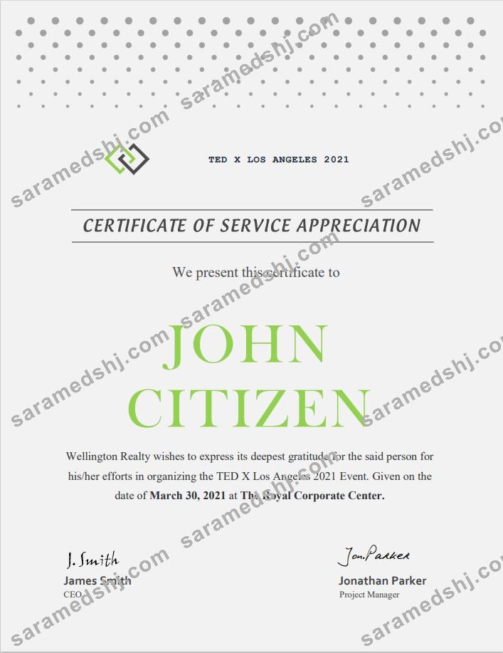USA Service certificate
